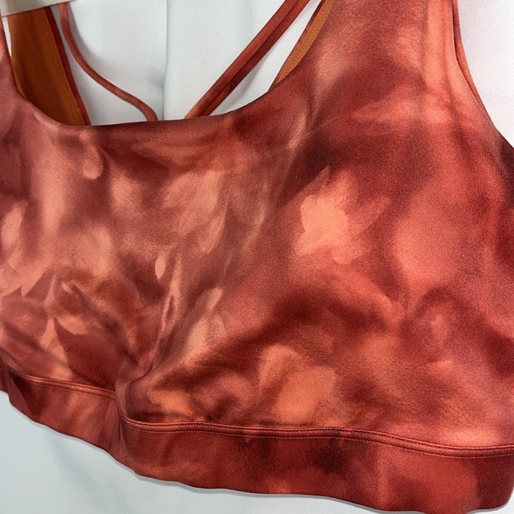 Athleta Women's Exhale Powervita Sports Bra  Sz 2X Tye Dye Coral Color - Picture 5 of 11